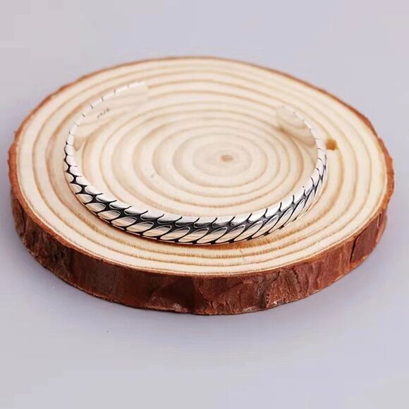 Silver Tone Braided Cuff Bracelet #865 - Picture 5 of 5